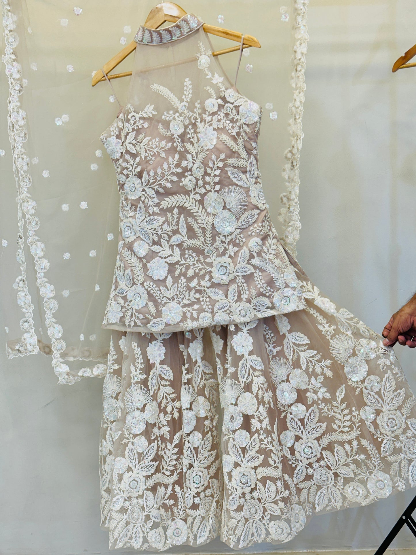 Floral Sequin Heavy Embroidered Indo-western Sharara set