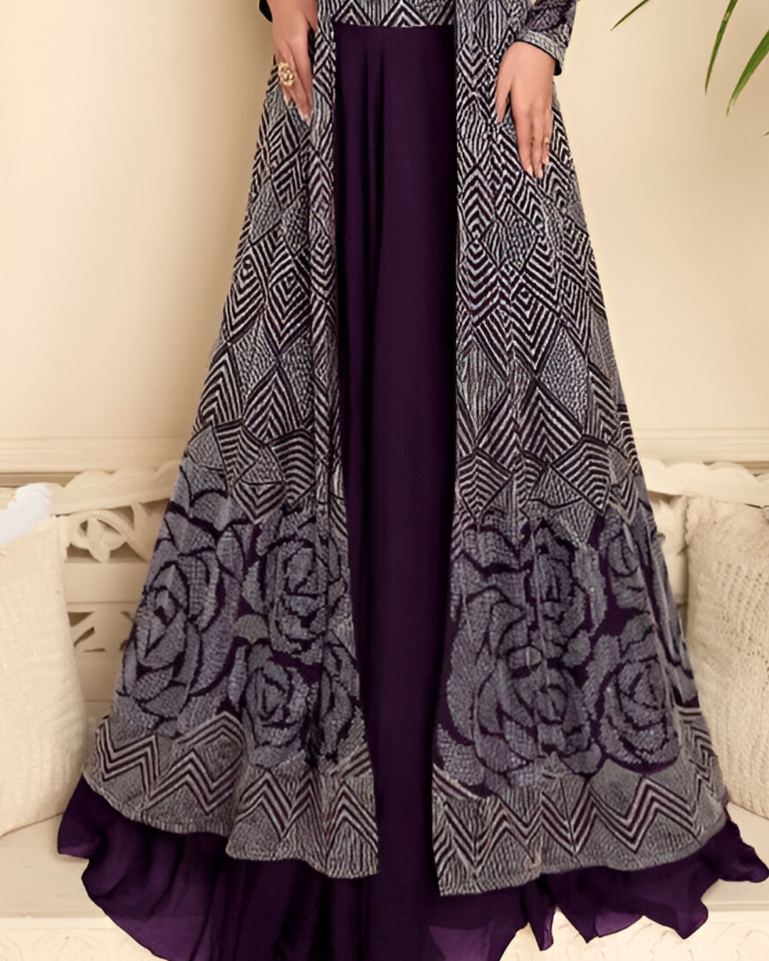 Purple Embroidered Heavy Real Georgette Readymade Lehenga