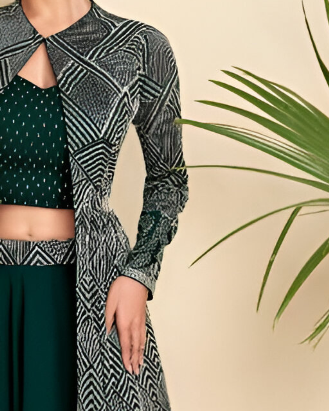 Dark Green Embroidered Heavy Real Georgette Readymade Lehenga