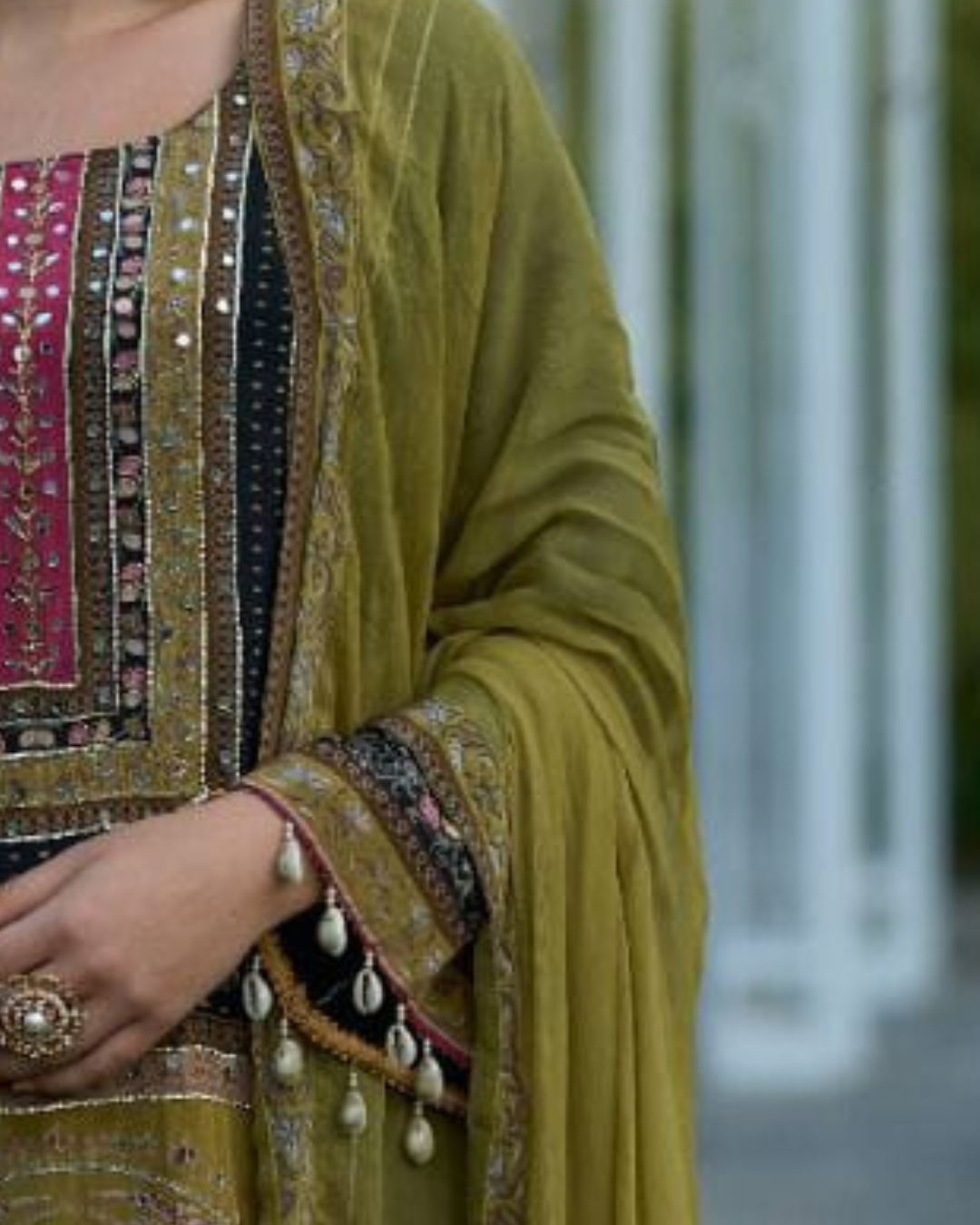 Black And Green Beads Embroidery Pure Crape Readymade Palazzo Set