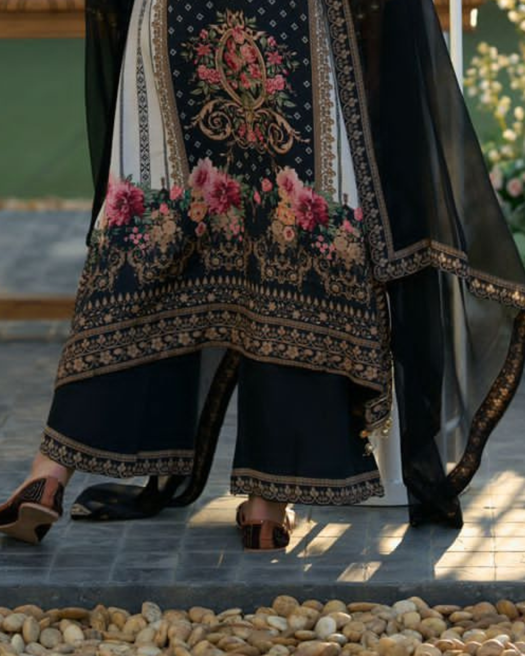 Black And Green Beads Embroidery Pure Crape Readymade Palazzo Set