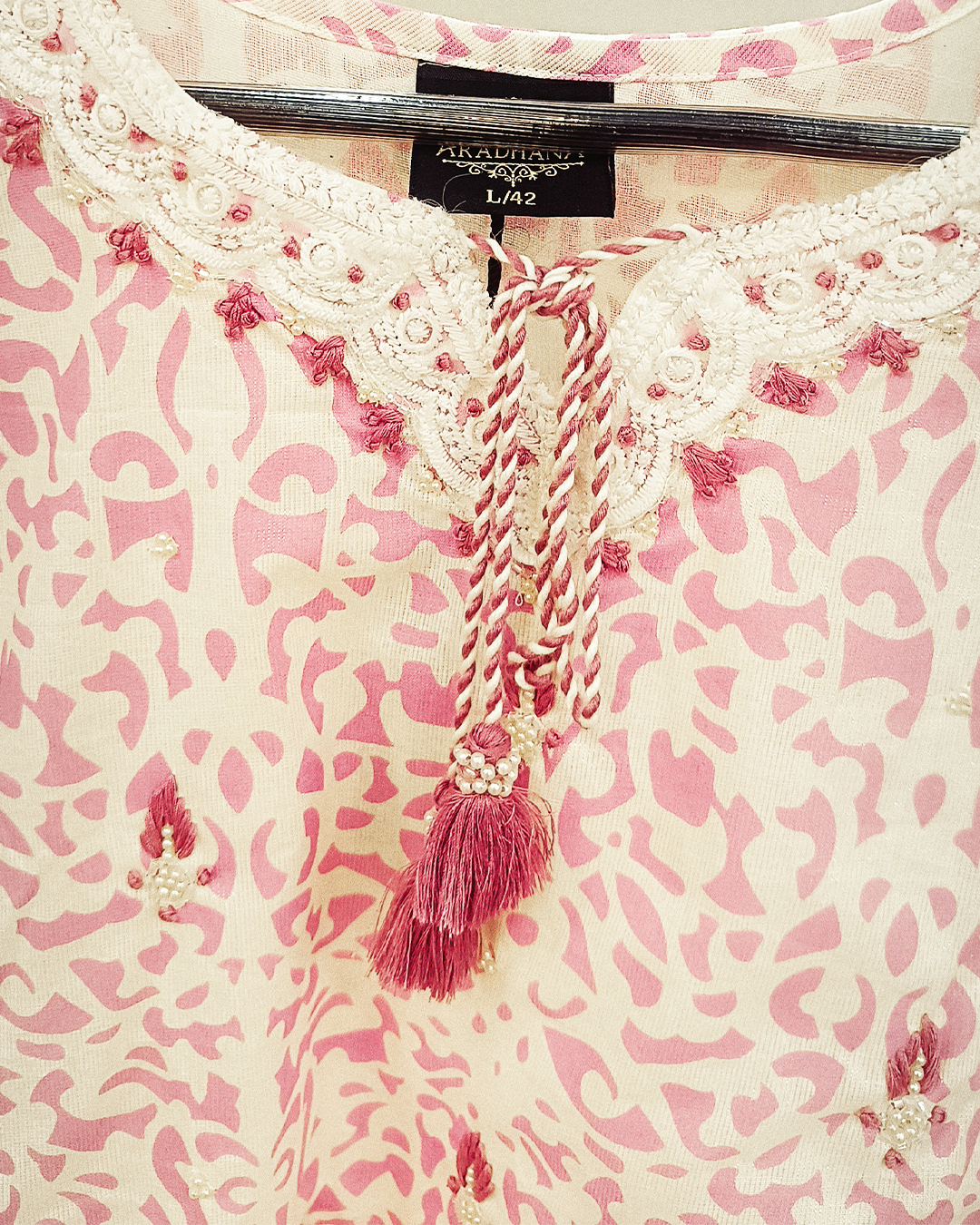 White And Pink Pure Cotton Readymade Short Frocks