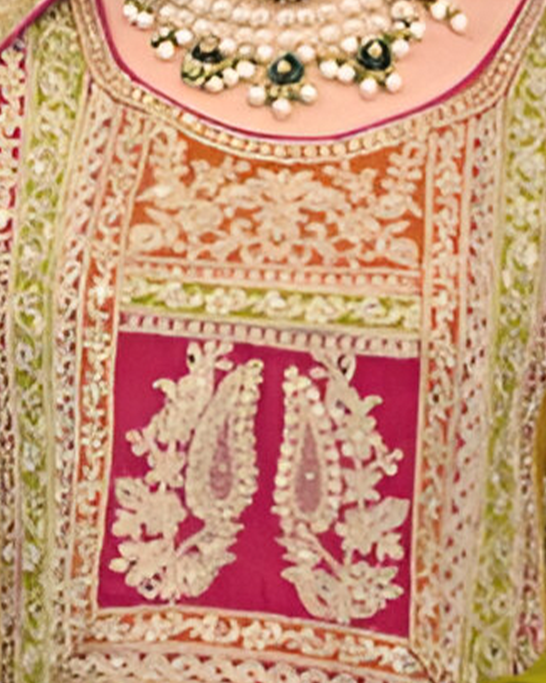 Multicolour Green Embroidery Heavy Chinon Readymade Sharara Set