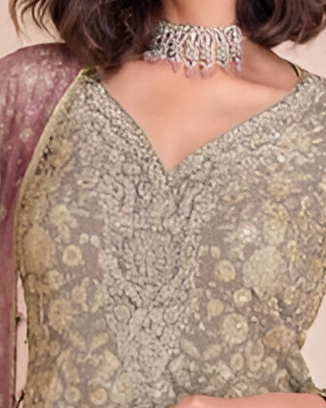 Beige Heavy Embroidered Readymade Sharara Set