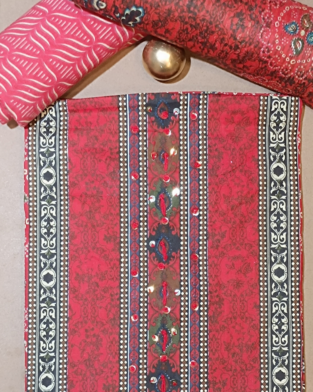 Shade Of Red Mal Cotton printed fabric Unstitched Salwar Suit