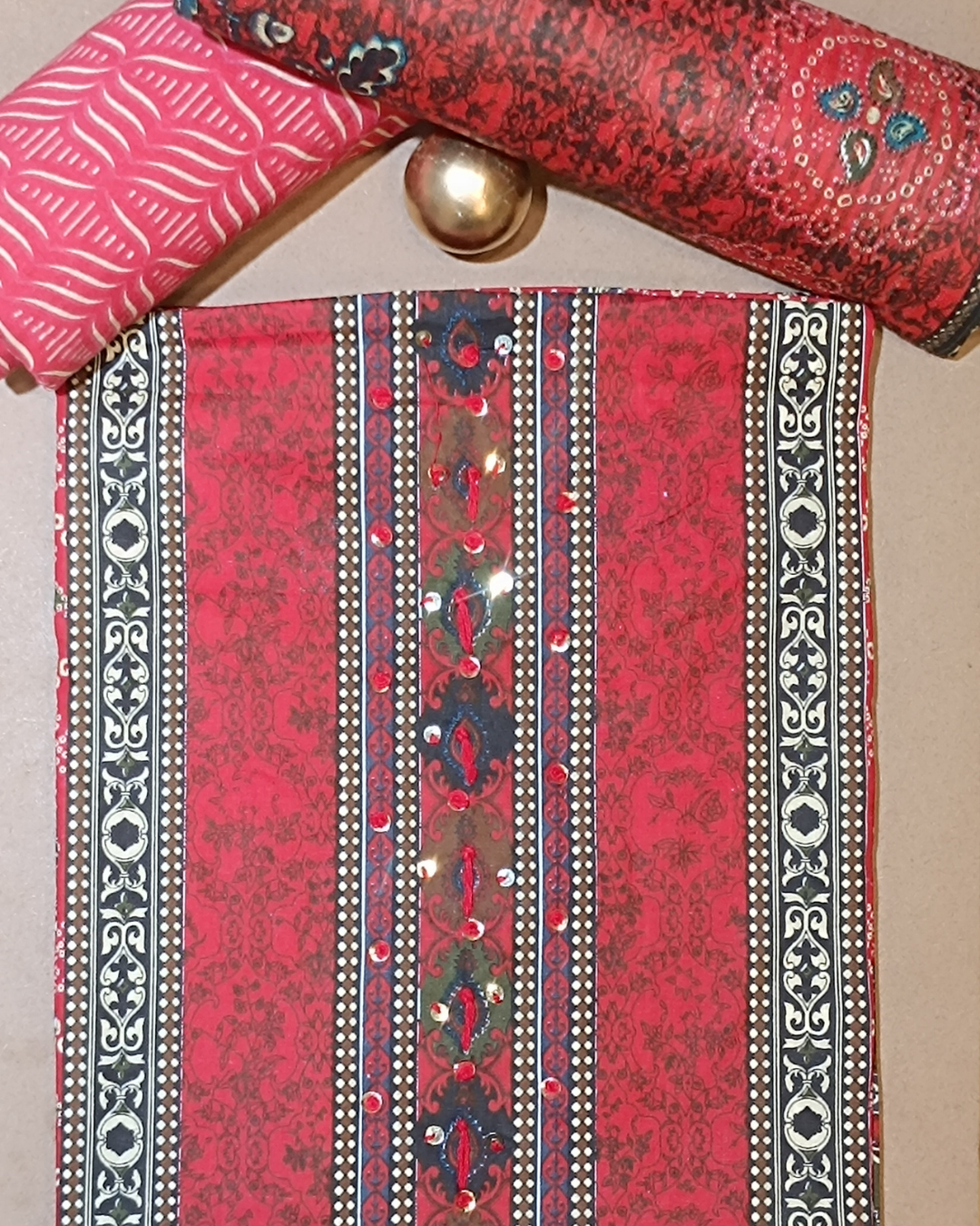 Shade Of Red Mal Cotton printed fabric Unstitched Salwar Suit