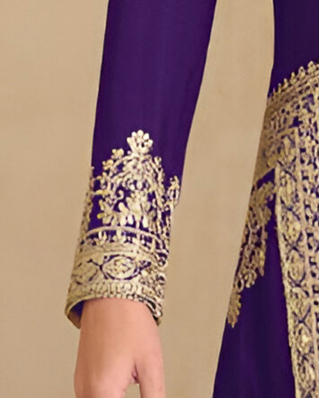 Purple Embroidered Real Chinon Readymade Pakistani Salwar Suit