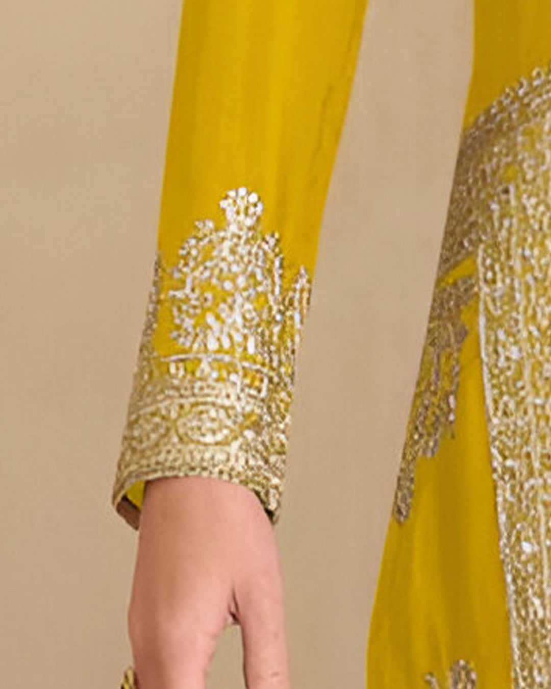 Yellow Embroidered Real Chinon Readymade Pakistani Salwar