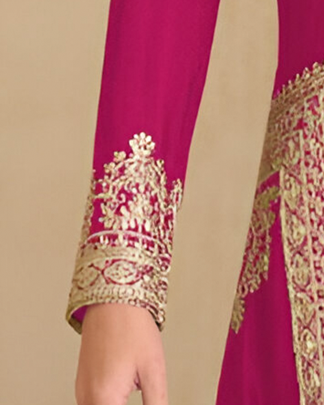 Rani Pink Embroidered Real Chinon Readymade Pakistani Salwar Suit