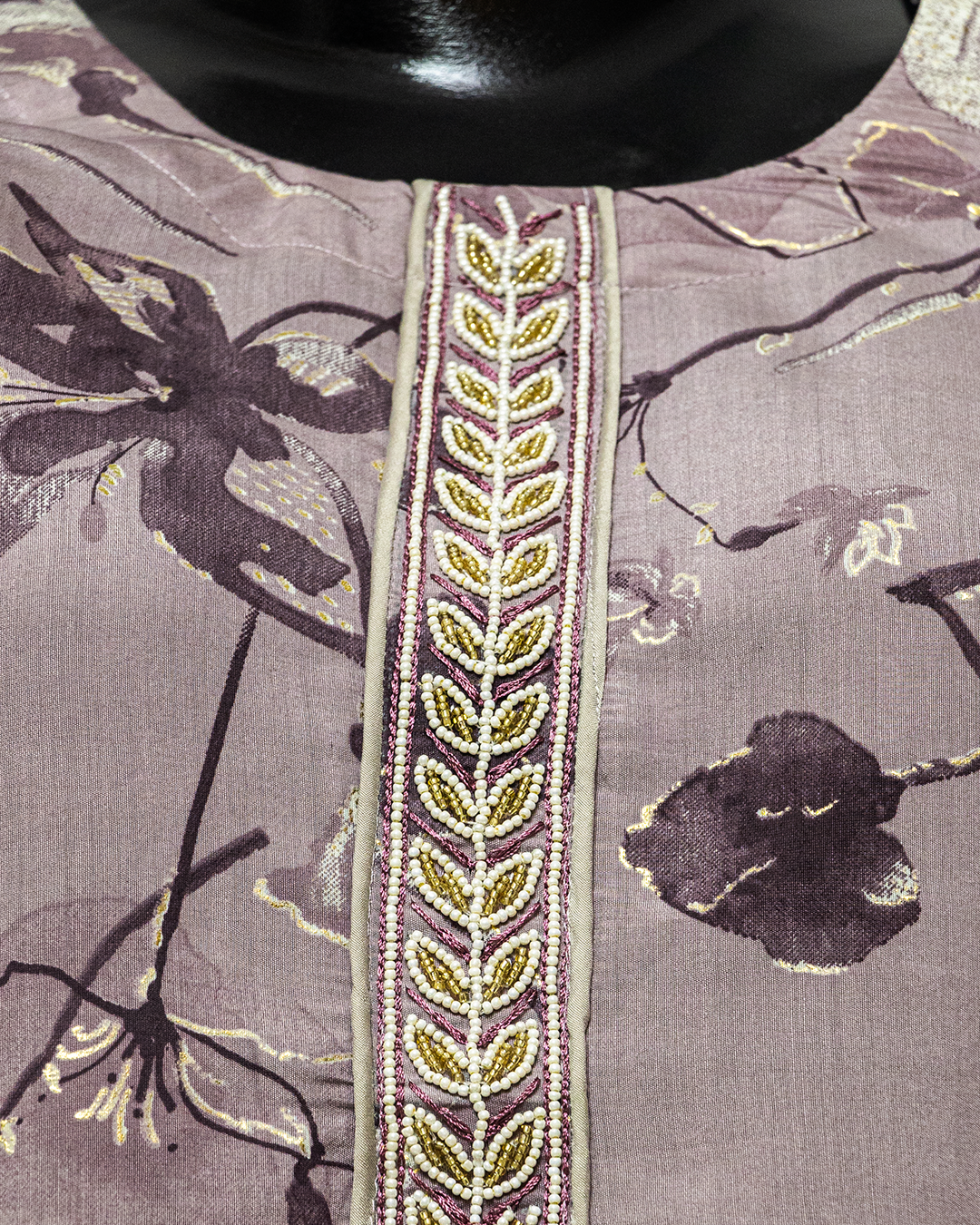 Light Lavender Embroidered Masleen Fabric Readymade Salwar Suit: