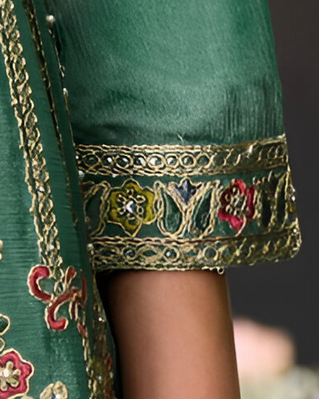 Light Green Emboidery Heavy Chinon Readymade Sharara Set