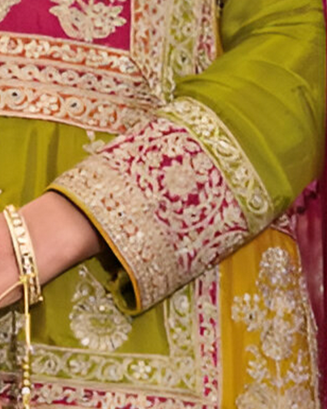 Multicolour Green Embroidery Heavy Chinon Readymade Sharara Set