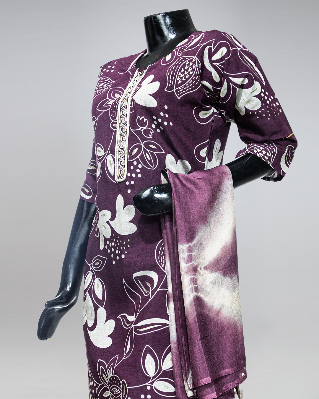 Dark Lavender Embroidered Masleen Printed Readymade Salwar Suit