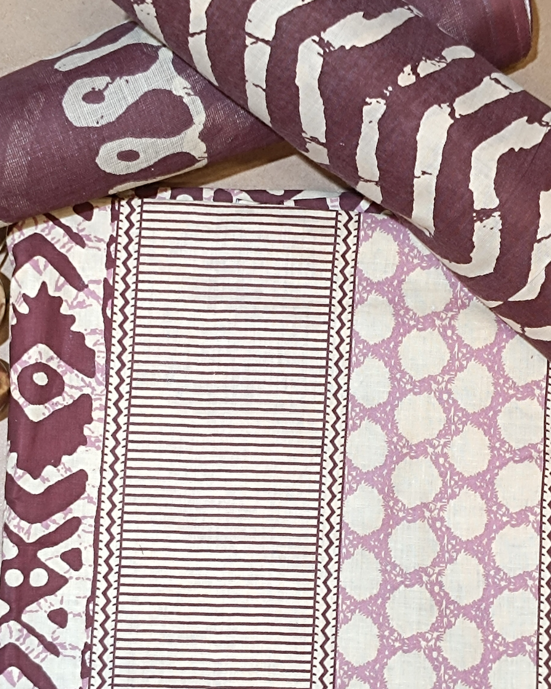 Purple Mal Cotton printed fabric Unstitched Salwar Suit