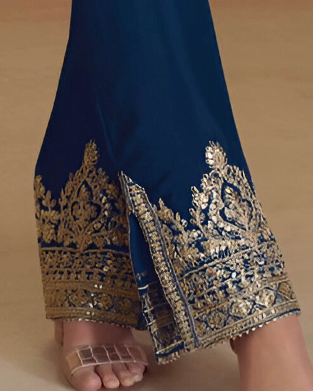Dark Blue Embroidered Real Chinon Readymade Pakistani Salwar Suit