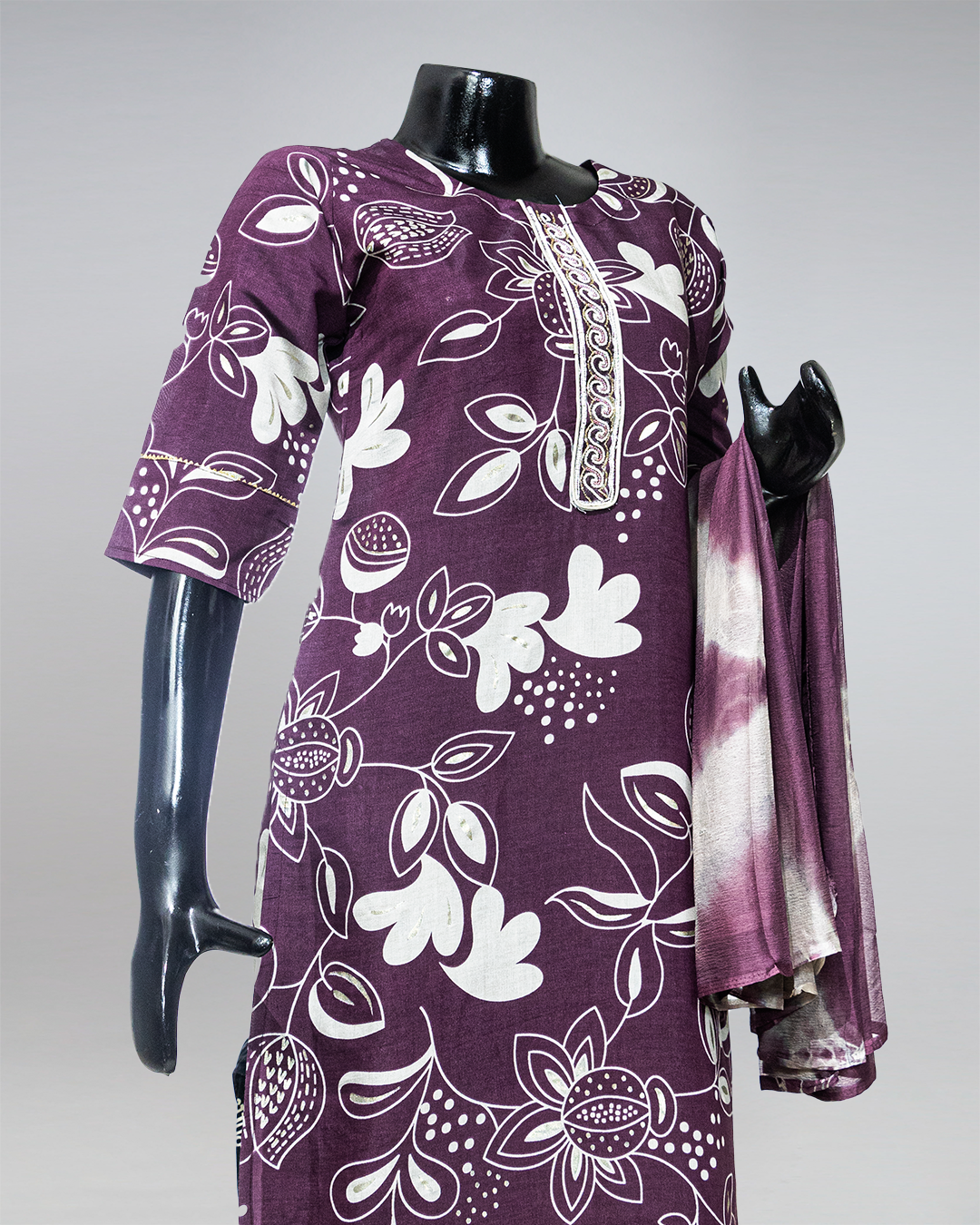 Dark Lavender Embroidered Masleen Printed Readymade Salwar Suit