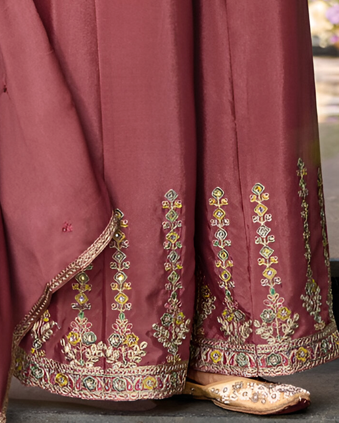 Light Pink Emboidery Heavy Chinon Readymade Sharara Set