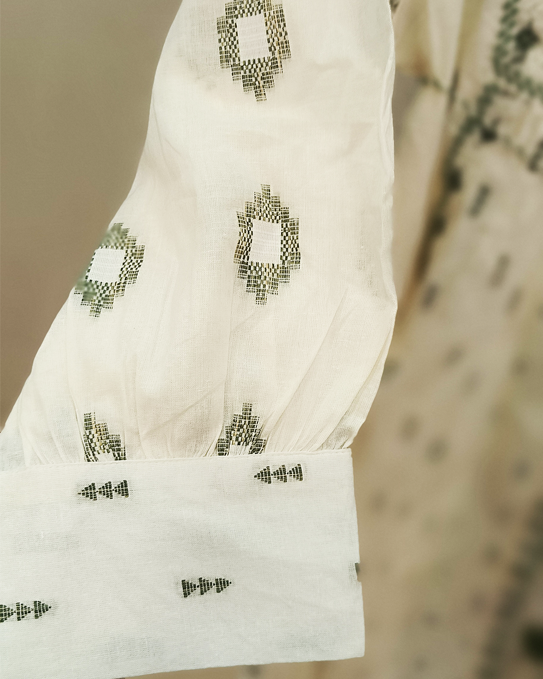 White And Green Pure Cotton Readymade Short Frocks