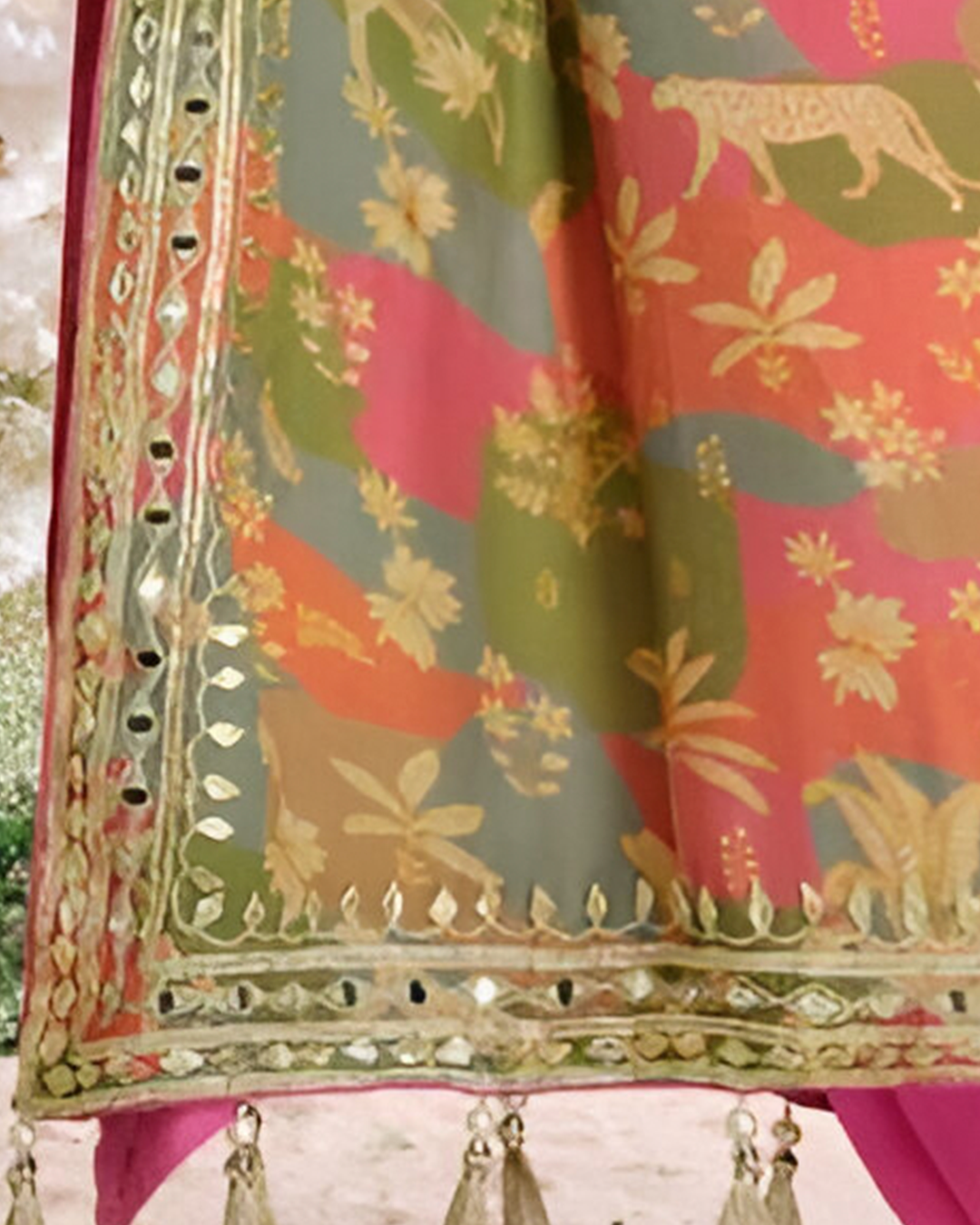 Green Embroidered Georgette Readymade Kaftan Set