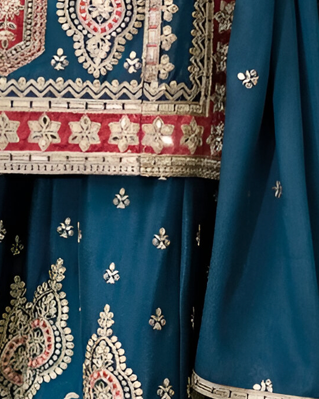Blue Embroidered Heavy Chinon Readymade Sharara Set