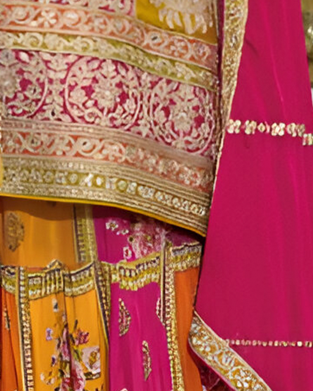 Multicolour Green Embroidery Heavy Chinon Readymade Sharara Set