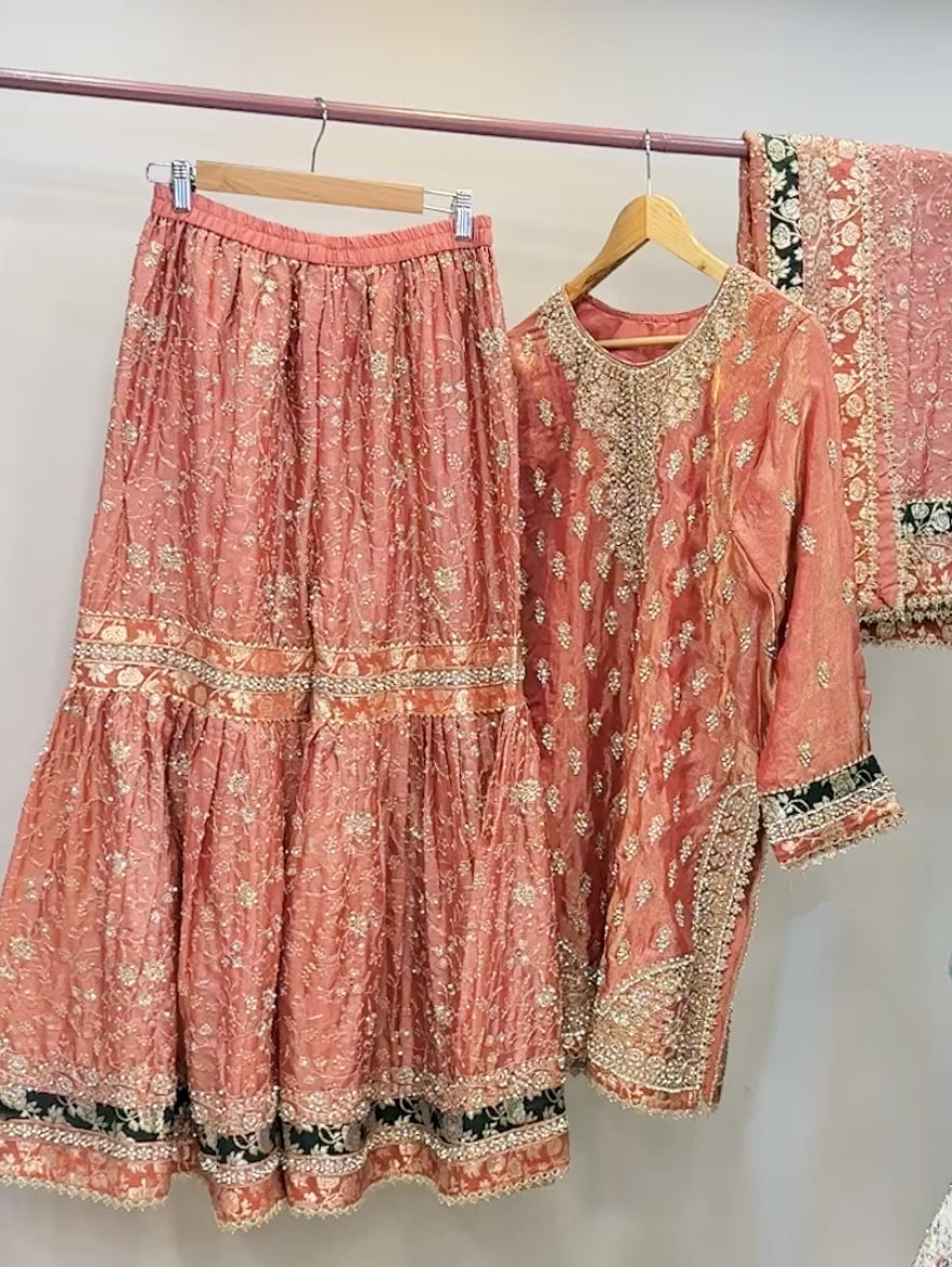 Heavy diamond work gharara