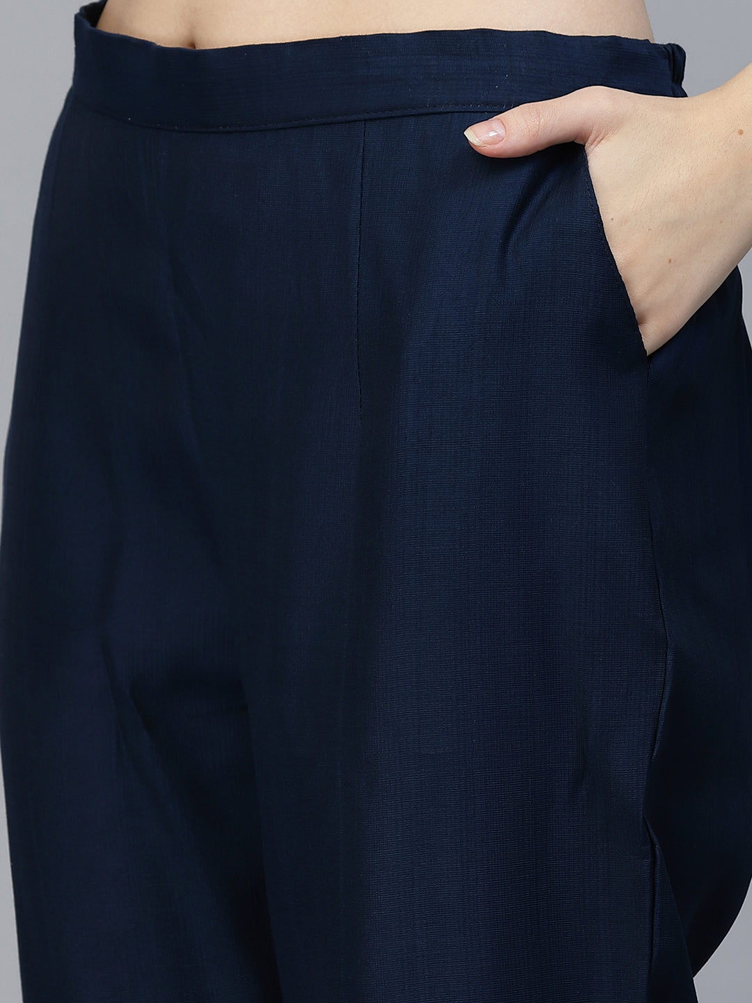 Blue Hand Embroidered Viscose Rayon Ready Made Co-Ord Set