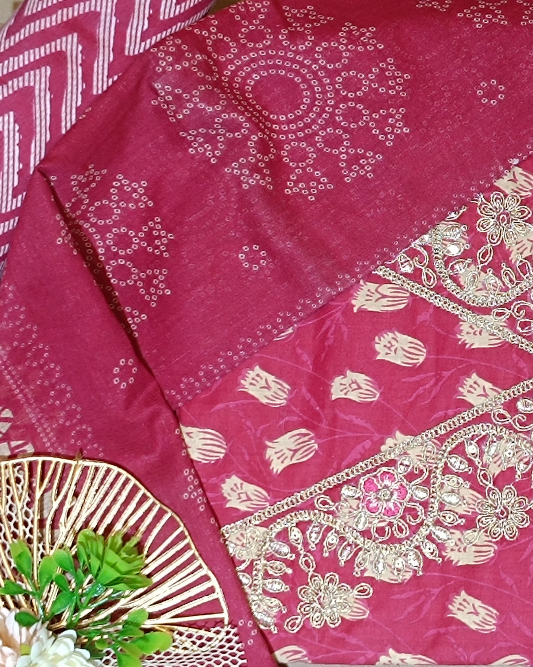 Maroon Mal Cotton printed fabric Unstitched Salwar Suit