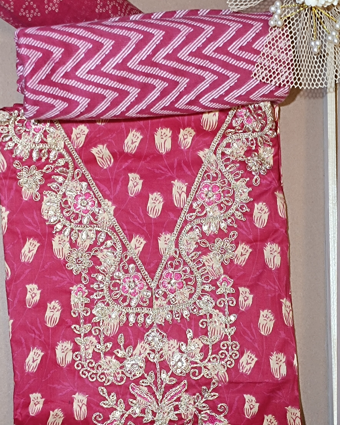 Maroon Mal Cotton printed fabric Unstitched Salwar Suit