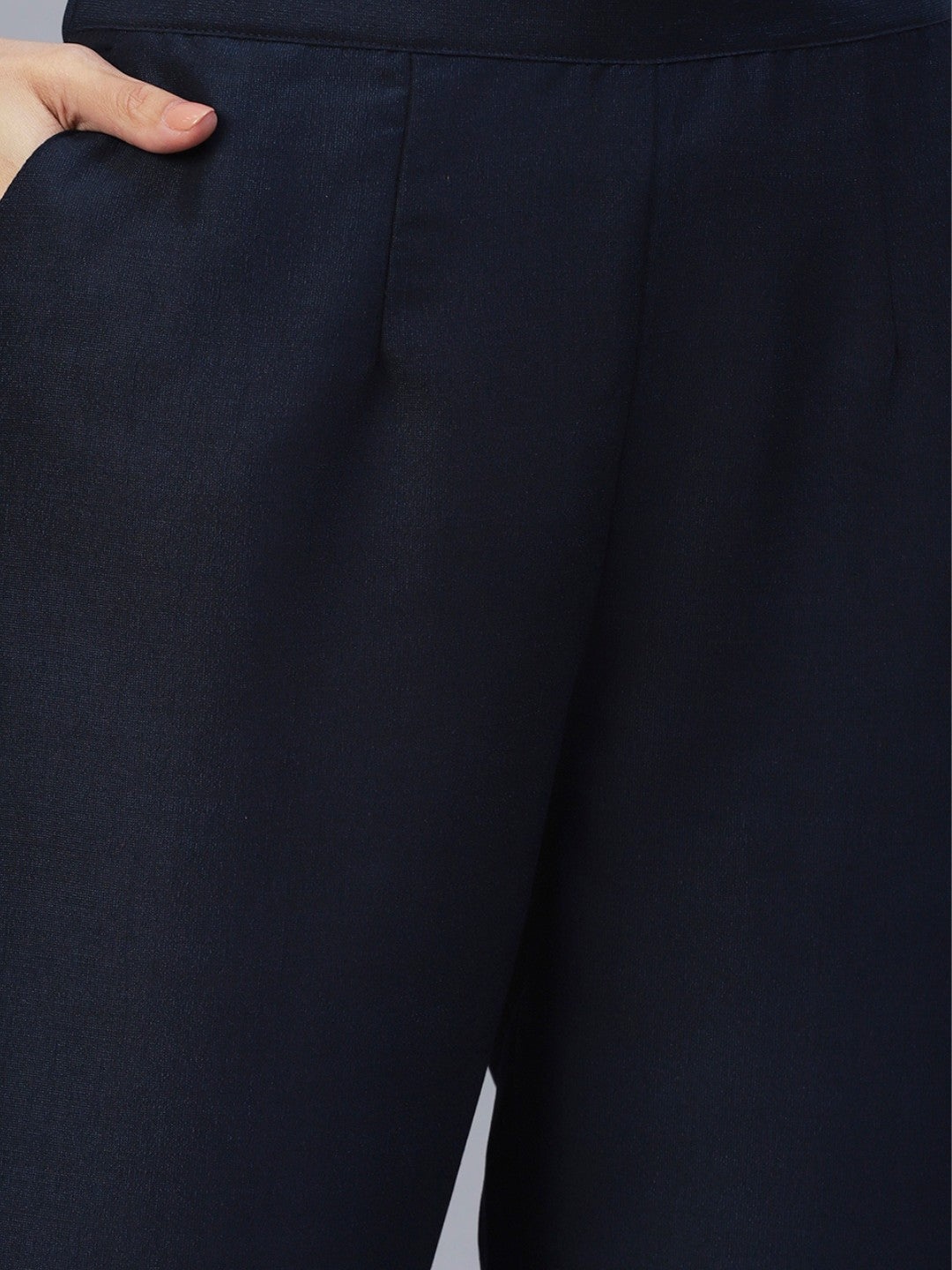 Navy Blue Hand Embroided Vatican Fabric Ready Co-Ord Set