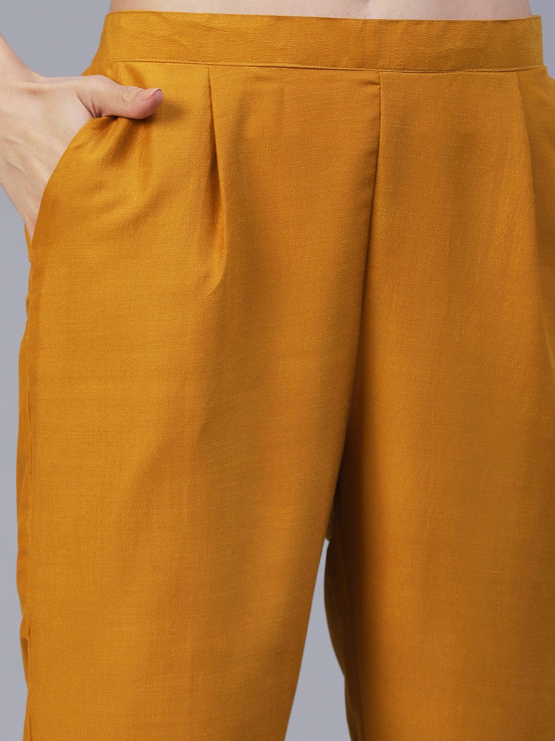 Mustard Yellow Hand Embroided Vatican Fabric Ready Co-Ord Set