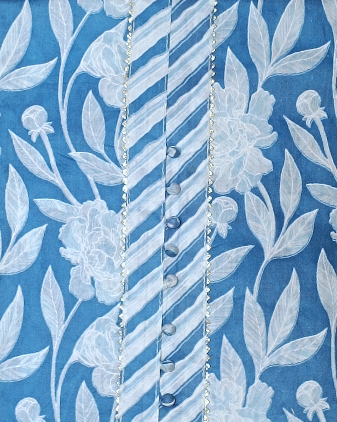 Blue And White Mal Cotton printed fabric Unstitched Salwar Suit