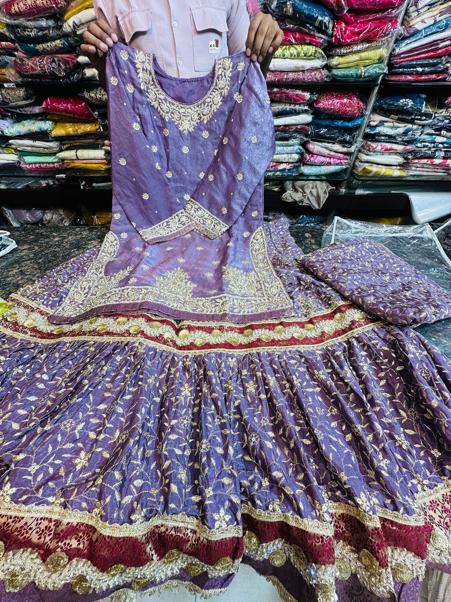 Heavy Purple Farshi lehenga