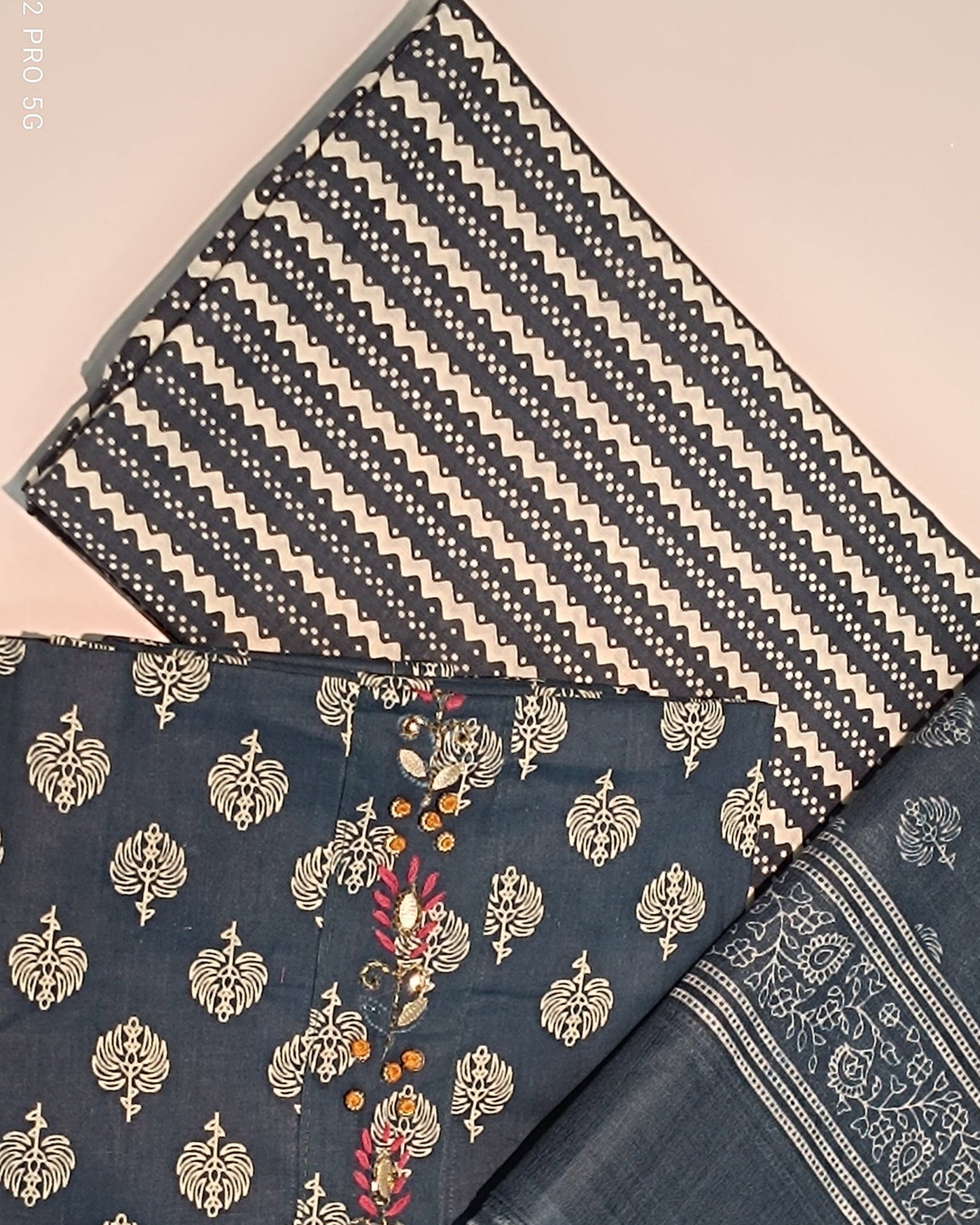 Black Mal Cotton printed fabric Unstitched Salwar Suit