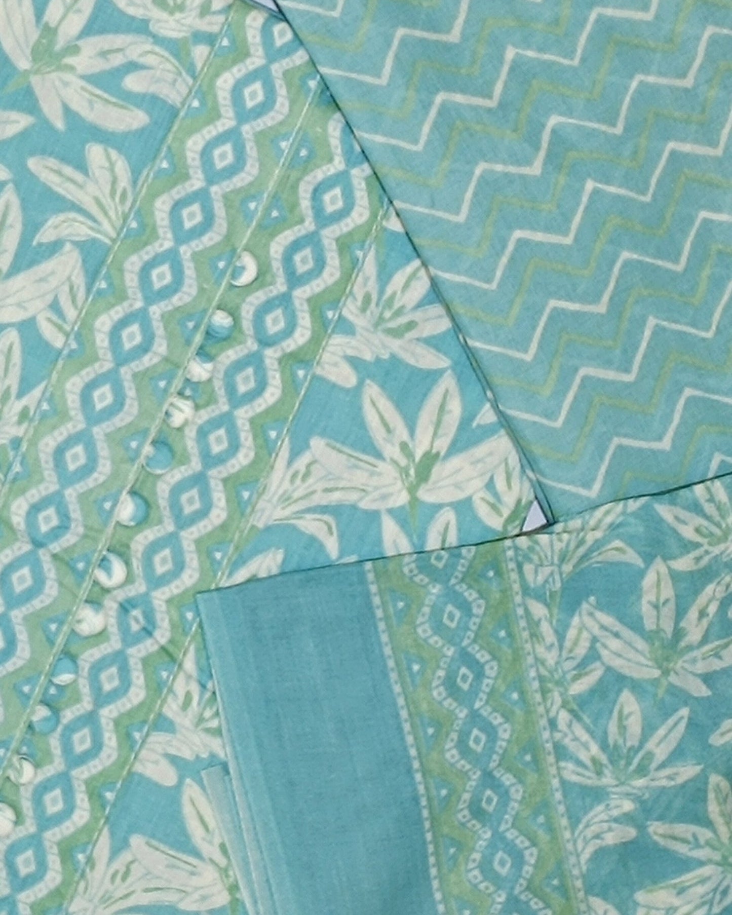 Blue And White Mal Cotton printed fabric Unstitched Salwar Suit