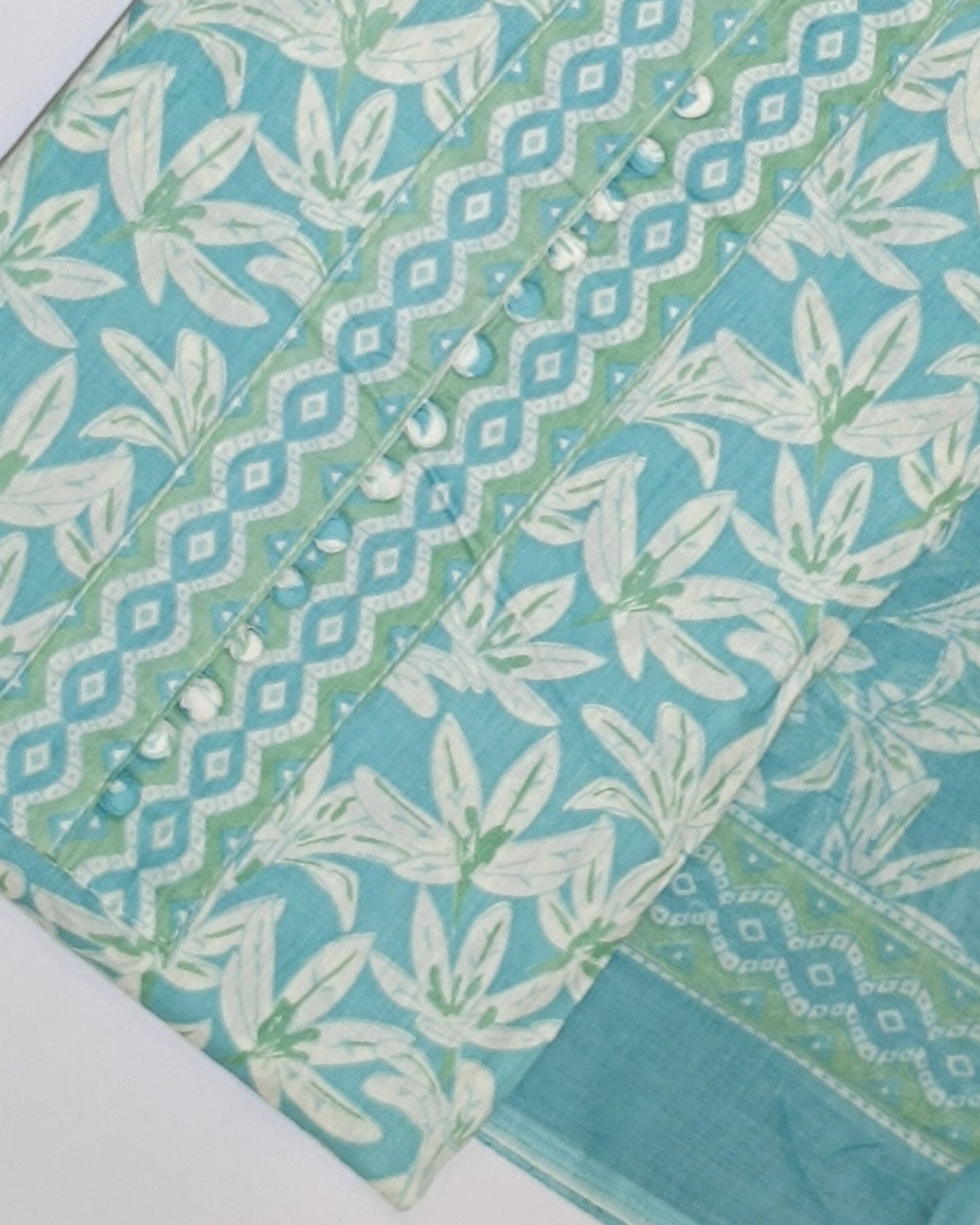 Blue And White Mal Cotton printed fabric Unstitched Salwar Suit