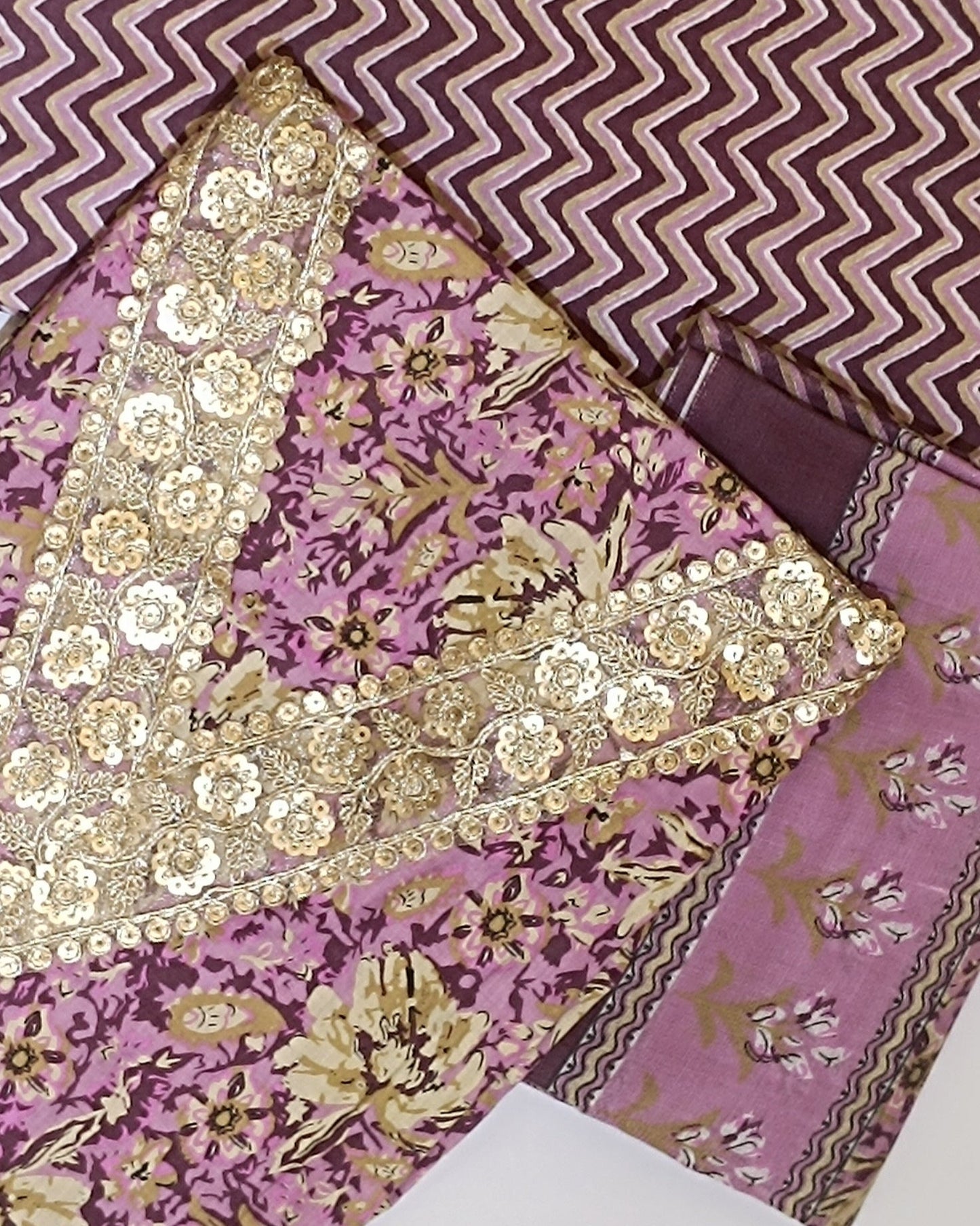 Pink Mal Cotton printed fabric Unstitched Salwar Suit