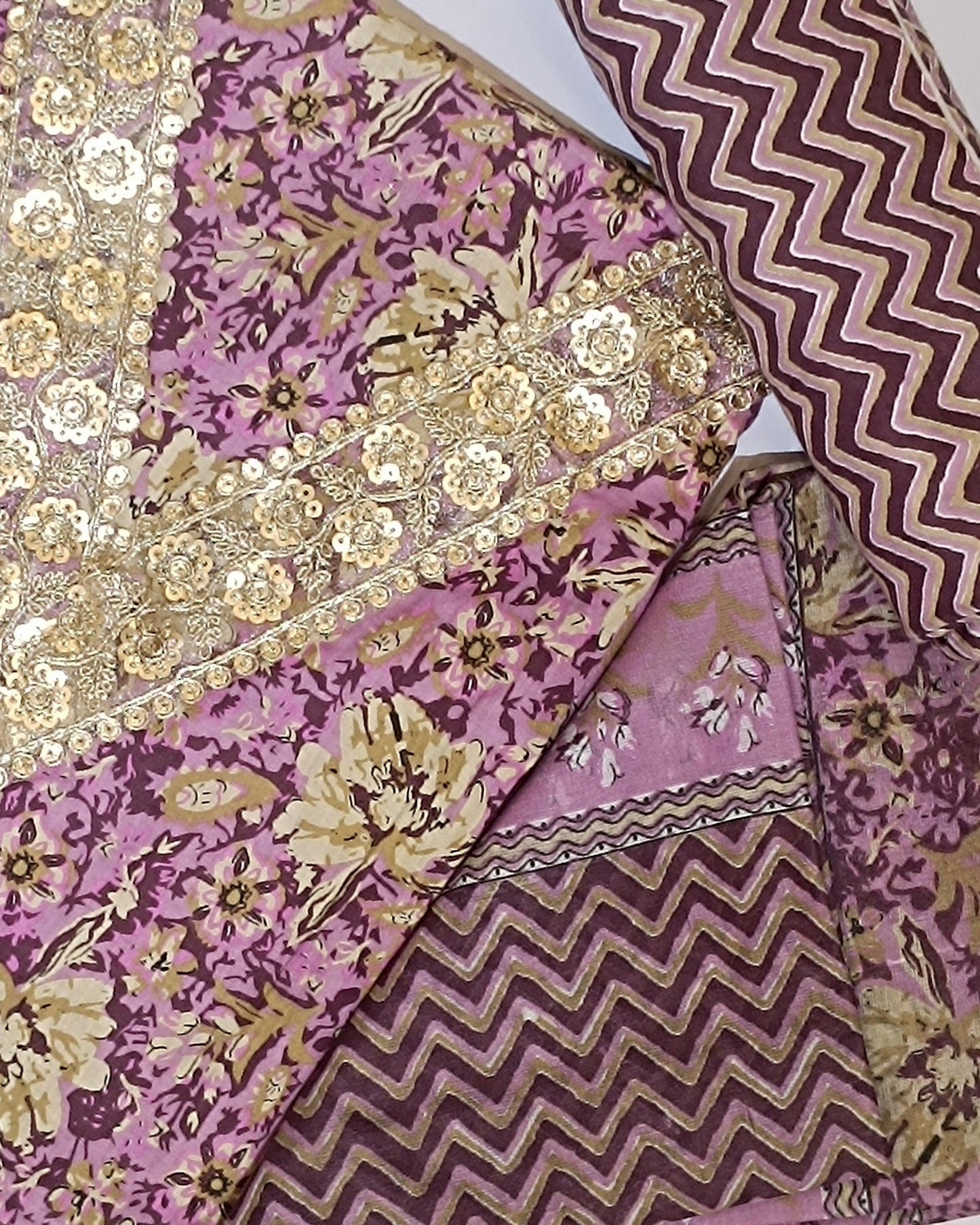 Pink Mal Cotton printed fabric Unstitched Salwar Suit