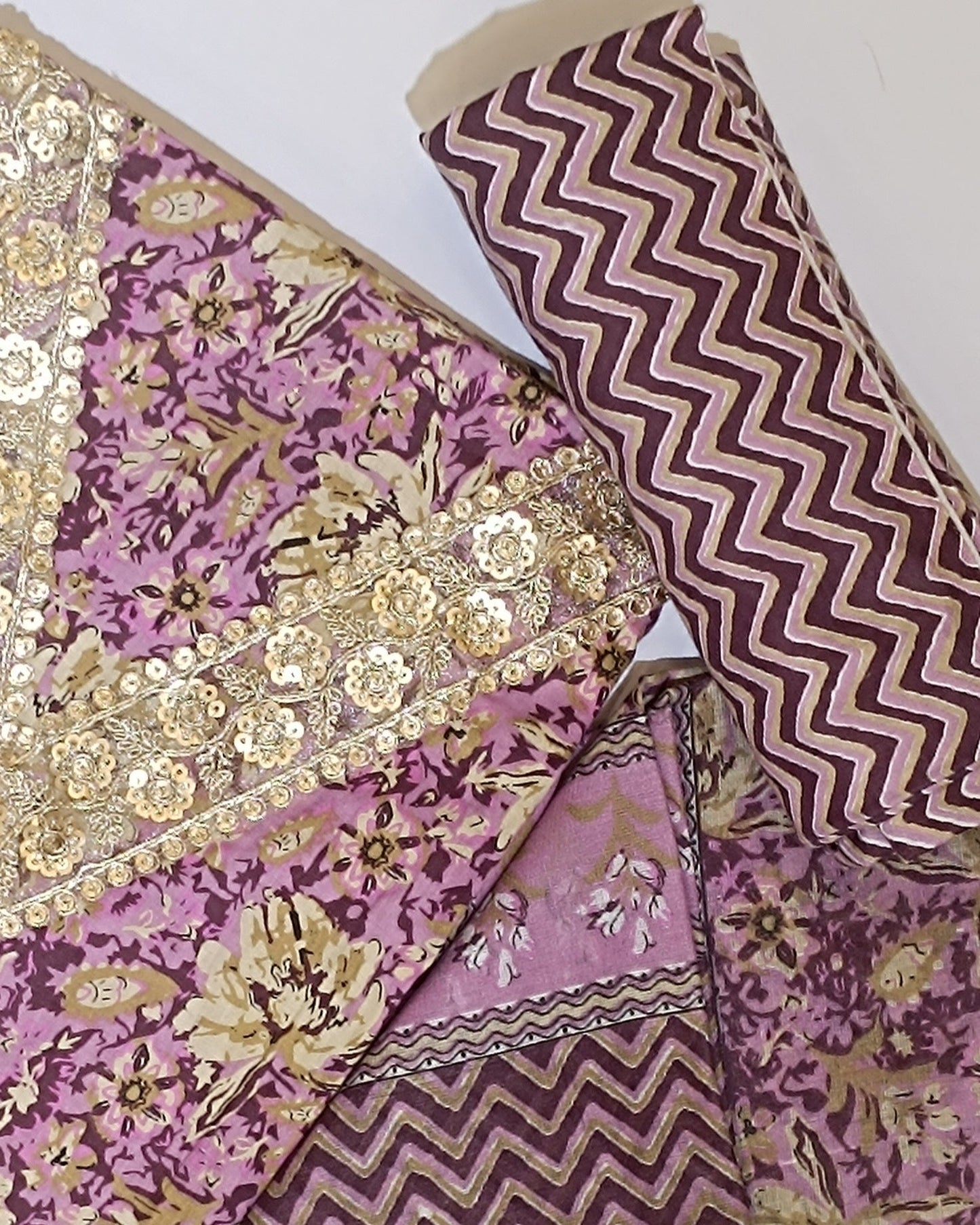 Pink Mal Cotton printed fabric Unstitched Salwar Suit