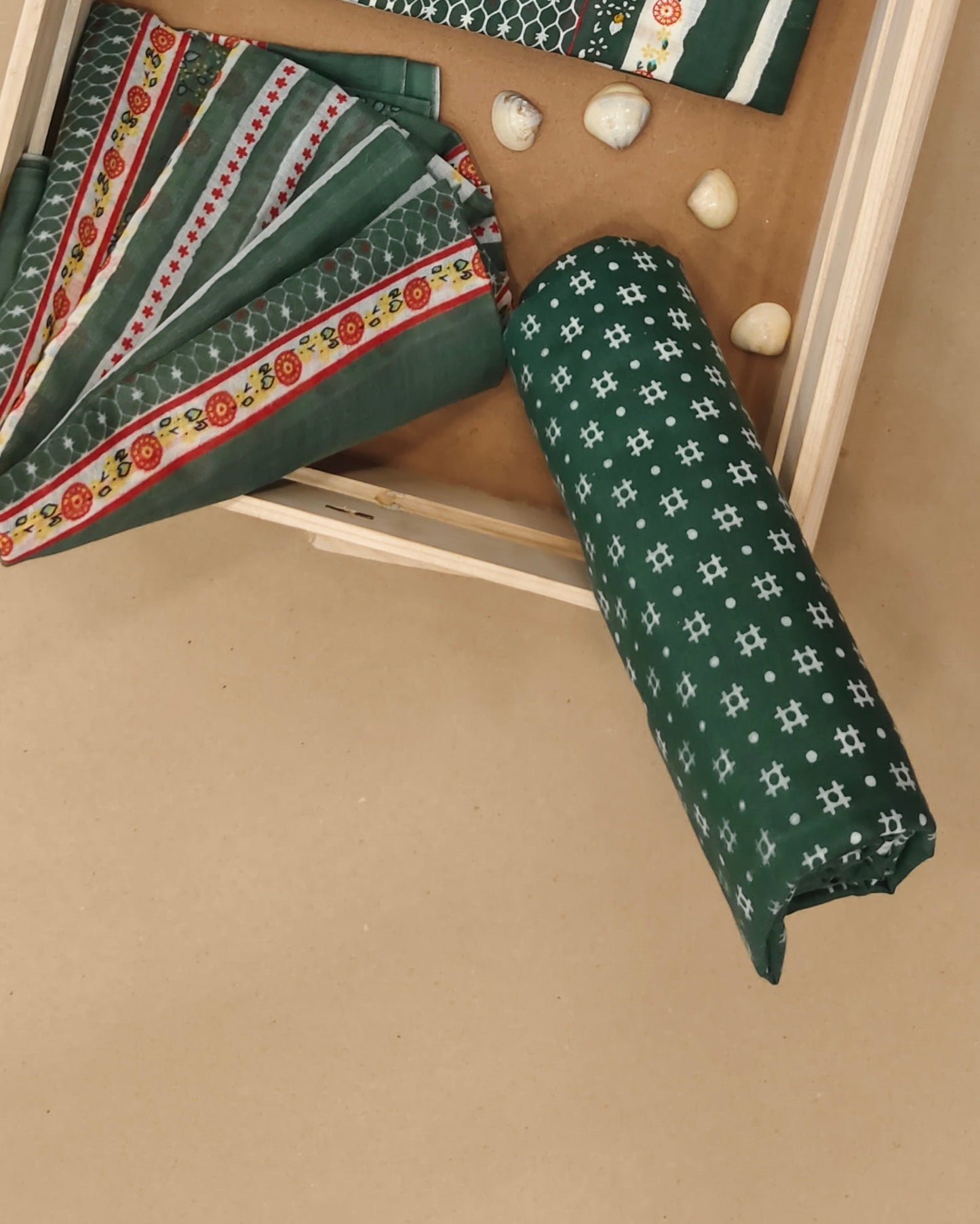 Dark Green Mal Cotton printed fabric Unstitched Salwar Suit