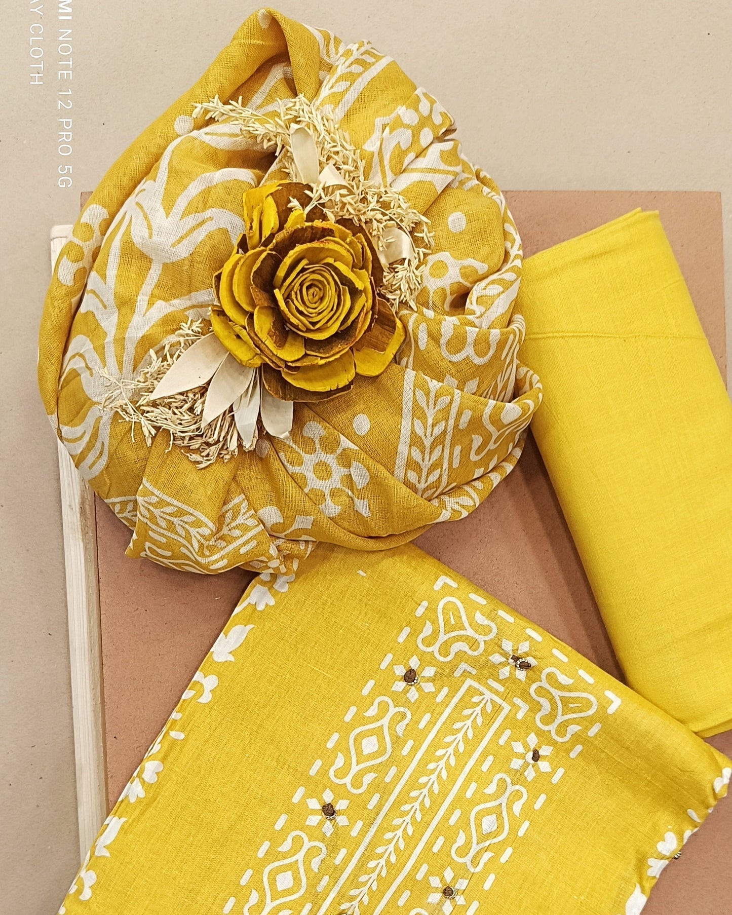 Yellow Mal Cotton printed fabric Unstitched Salwar Suit
