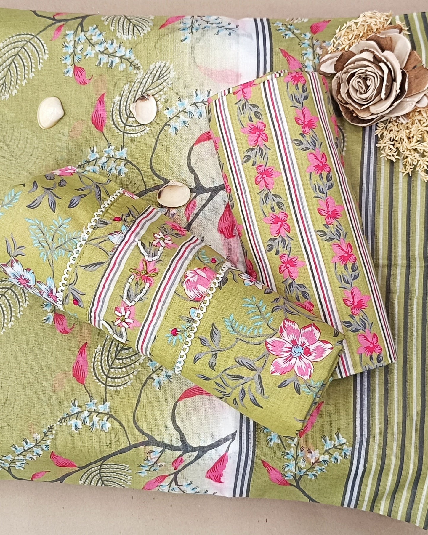 Light Yellow Mal Cotton printed fabric Unstitched Salwar Suit