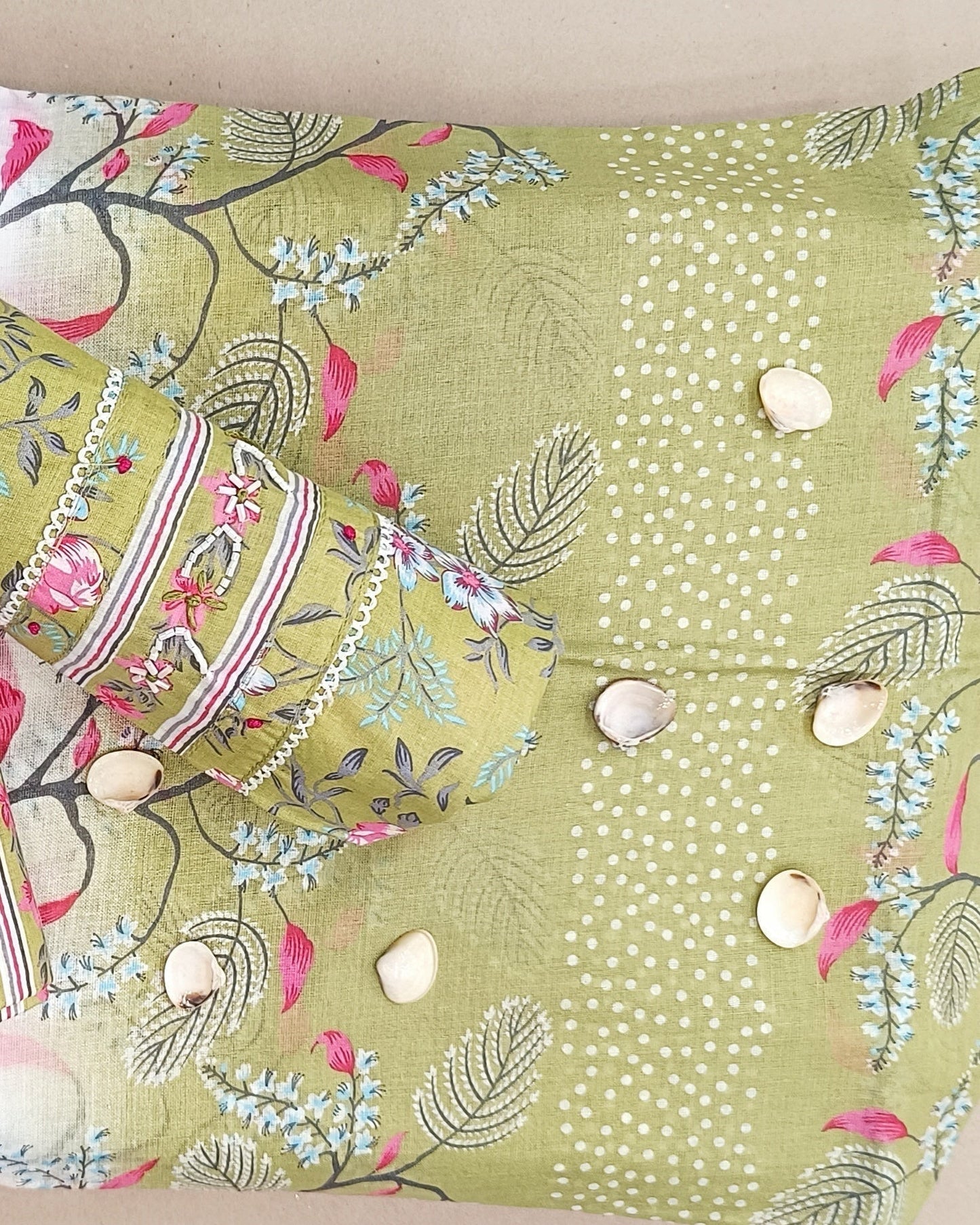 Light Yellow Mal Cotton printed fabric Unstitched Salwar Suit