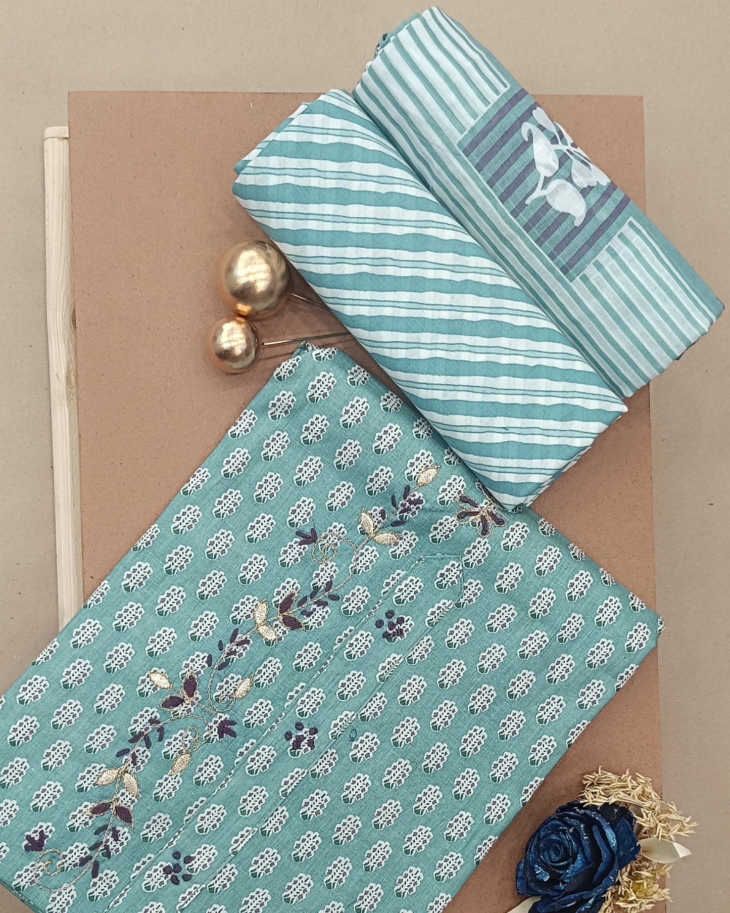 Light Sky Bule Mal Cotton printed fabric Unstitched Salwar Suit