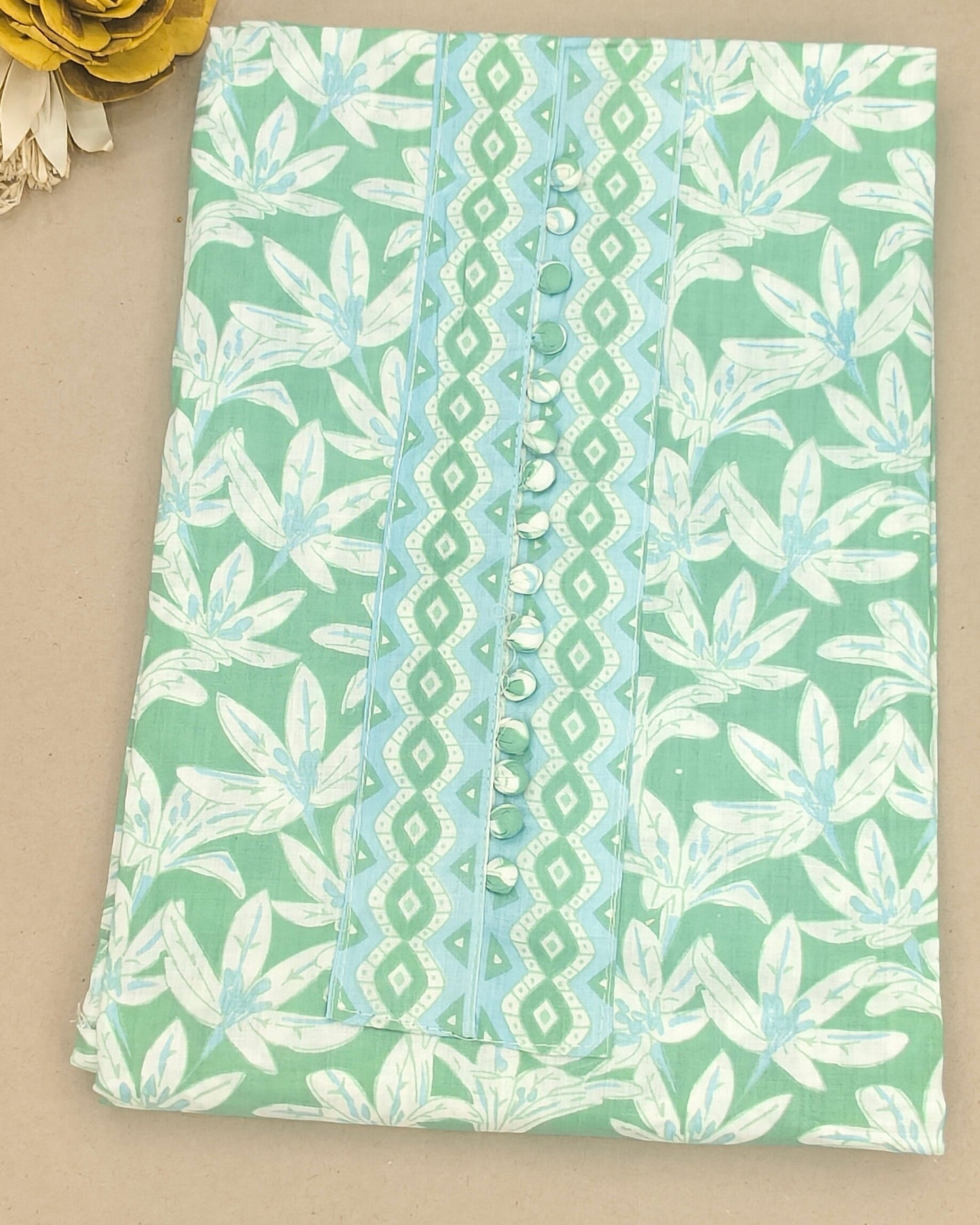 Green Mal Cotton printed fabric Unstitched Salwar Suit