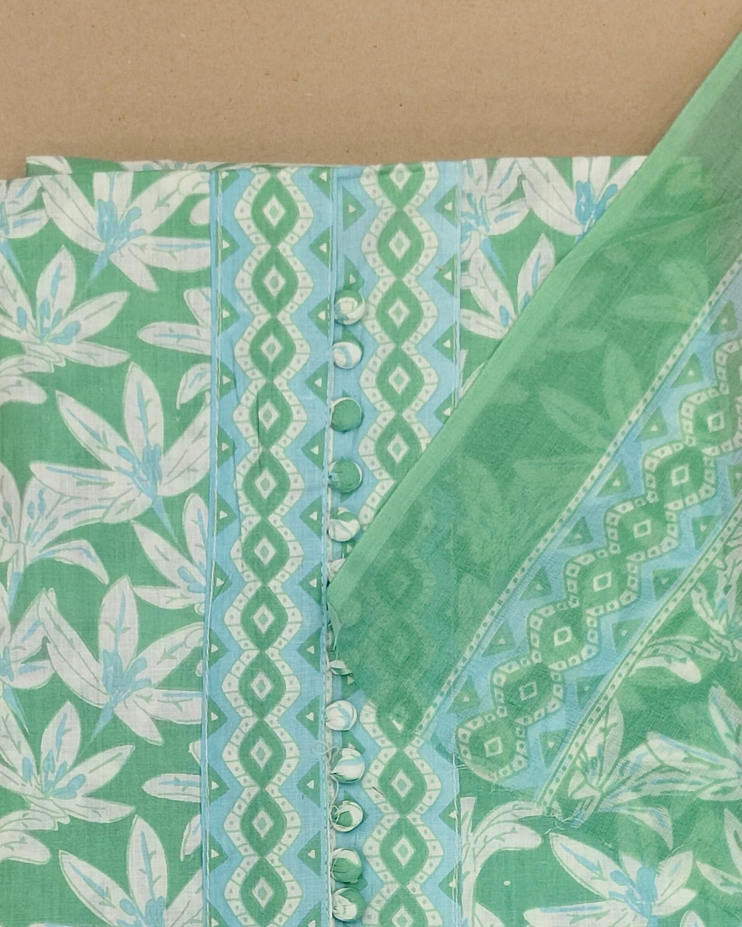 Green Mal Cotton printed fabric Unstitched Salwar Suit