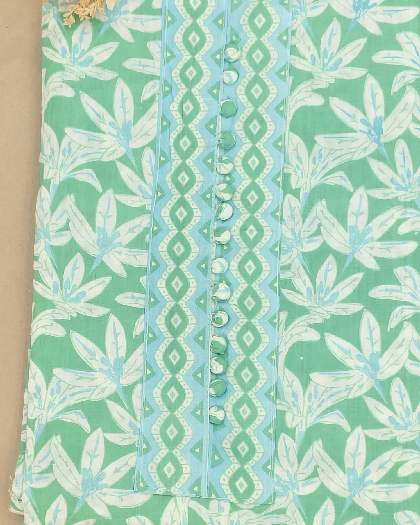 Green Mal Cotton printed fabric Unstitched Salwar Suit