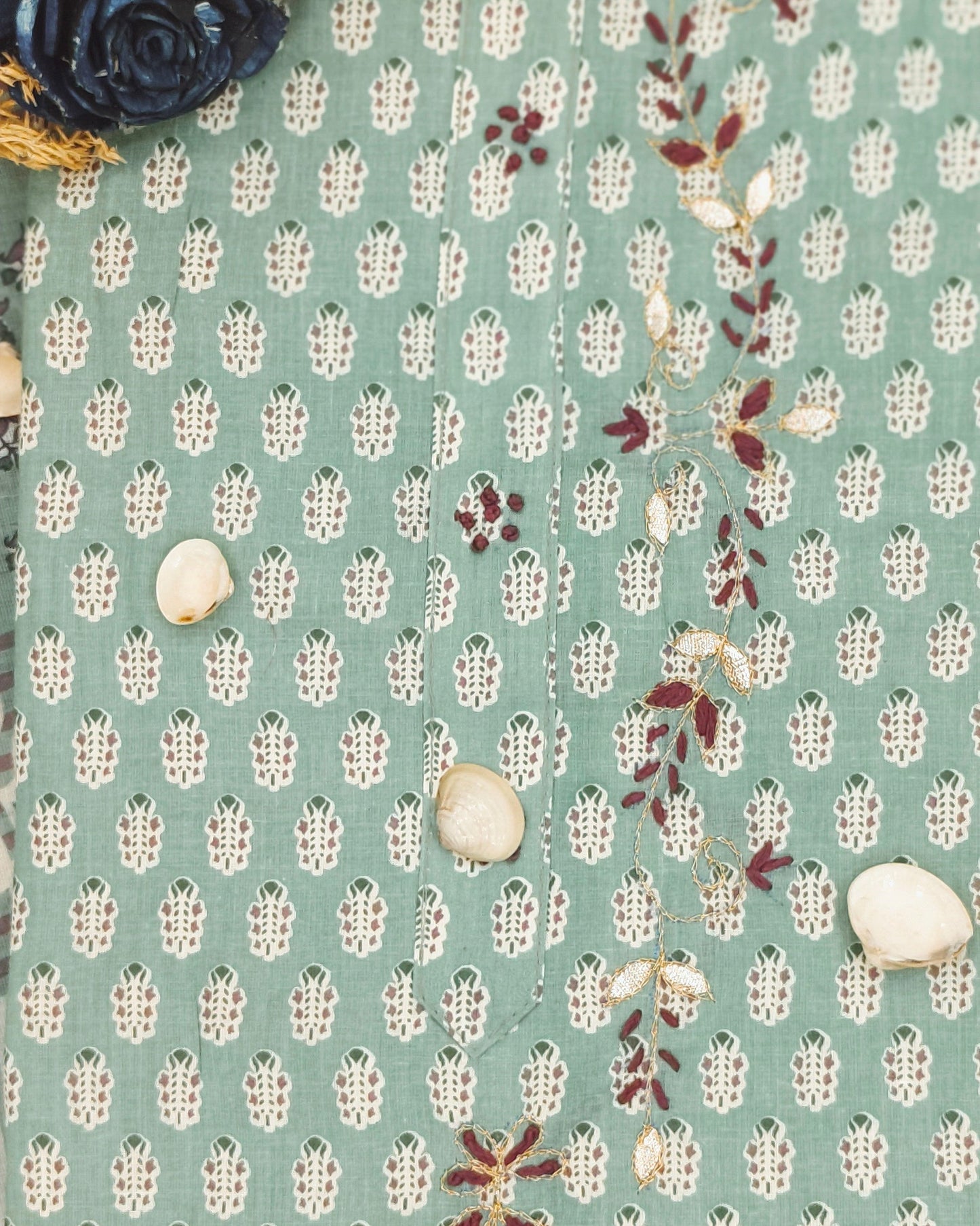 Light Green And White Mal Cotton printed fabric Unstitched Salwar Suit