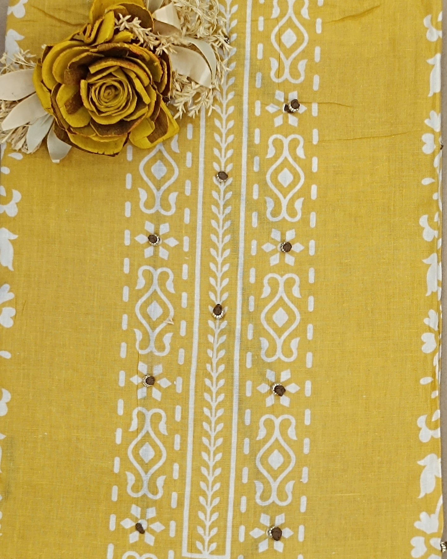 Yellow Mal Cotton printed fabric Unstitched Salwar Suit