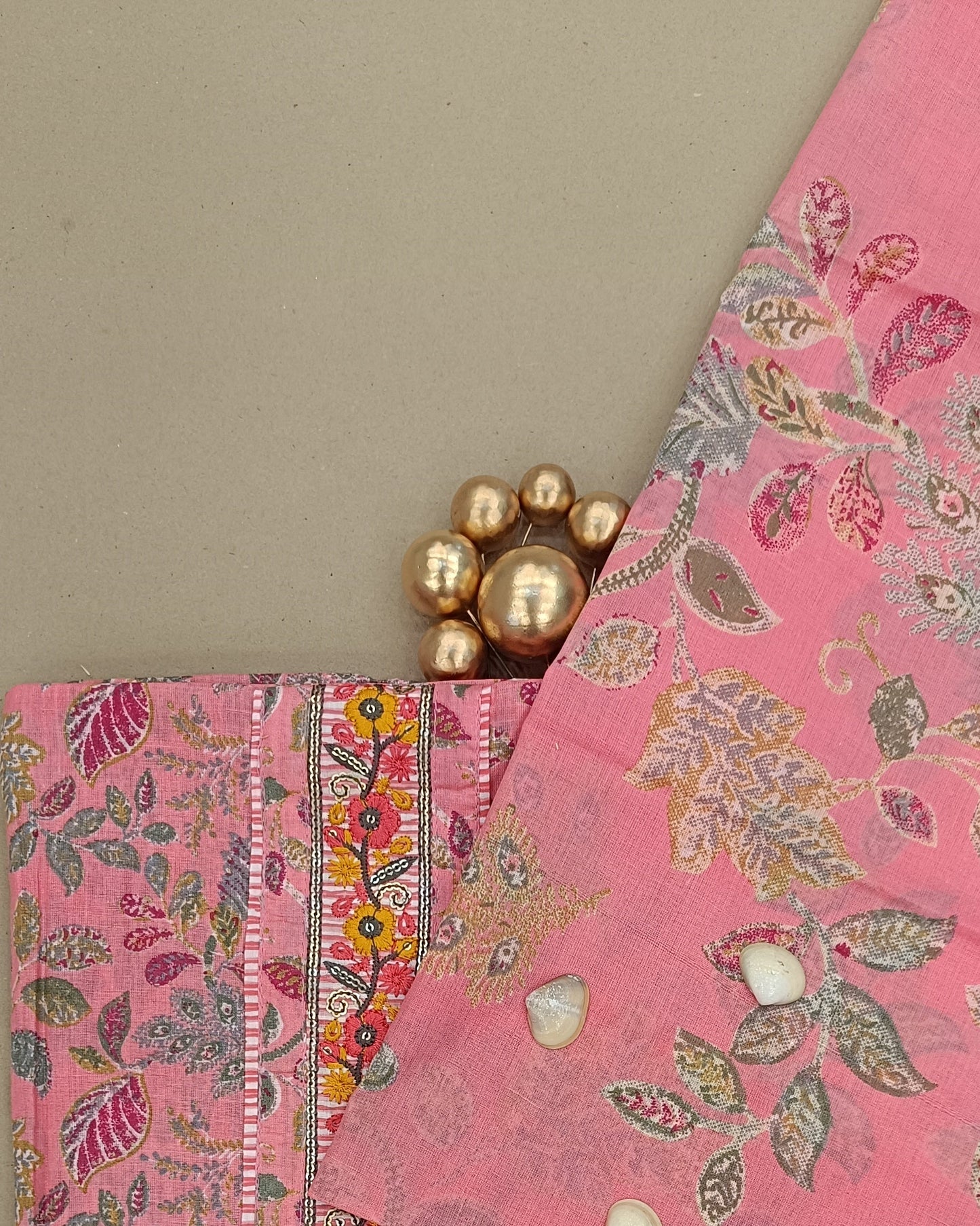 Pink Mal Cotton printed fabric Unstitched Salwar Suit